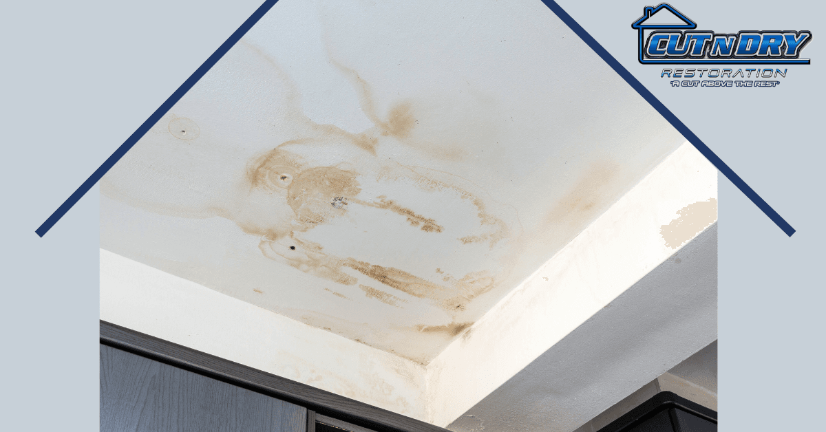 Signs of water damage in ceiling